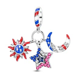 Boutique Unique 925 Sterling Silver Stars & Moon Dream Catcher Dreamy Blue Dangle Charm Fit Original Bracelet Fashion Jewelry