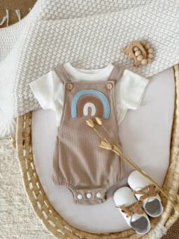 Newborn Baby Boys Clothing Summer Girls Set Rainbow Patch Overalls Romper Jumpsuit+Short Sleeved Shirt Clothes 2Pcs/Set