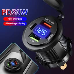 120W USB C Car Charger PD Dual QC 3.0 USB Fast Charging Charger with LED Voltage Display for Cars Boats Motorcycle Auto RV Truck