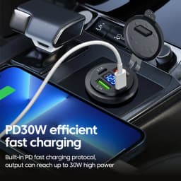 120W USB C Car Charger PD Dual QC 3.0 USB Fast Charging Charger with LED Voltage Display for Cars Boats Motorcycle Auto RV Truck