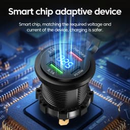 120W USB C Car Charger PD Dual QC 3.0 USB Fast Charging Charger with LED Voltage Display for Cars Boats Motorcycle Auto RV Truck