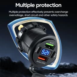 120W USB C Car Charger PD Dual QC 3.0 USB Fast Charging Charger with LED Voltage Display for Cars Boats Motorcycle Auto RV Truck