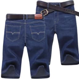Summer Men's Denim Shorts Thin, Breathable, Loose, Business Pentagram Pants Fashionable and Comfortable Straight Shorts Blue