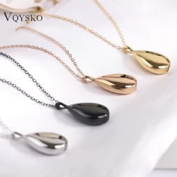 New Stainless Steel Water Droplet Urn Pendant Necklace for Women Minimalist 4 Colors Jewelry Male Female Necklaces Chokers Gifts