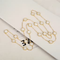 Natural Stone Shell Plant Five Leaf Flower Creative 20 Leaf Pendant Necklace Sweater Chain Women's Advanced Gift Clover