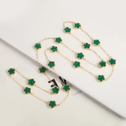Natural Stone Shell Plant Five Leaf Flower Creative 20 Leaf Pendant Necklace Sweater Chain Women's Advanced Gift Clover