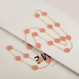 Natural Stone Shell Plant Five Leaf Flower Creative 20 Leaf Pendant Necklace Sweater Chain Women's Advanced Gift Clover