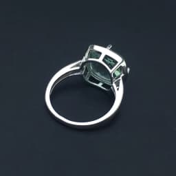 CSJ Green Amethyst Rings Sterling 925 Silver Natural Gemstone Cushion 12mm Women Lady Wedding Engagment Party Gift Box