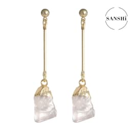 SANSHI Earrings Natural Crystal Drop Earrings, Crystal Strips, Black Tourmaline Rough, Vintage Earrings For Party Gift