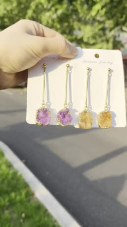 SANSHI Earrings Natural Crystal Drop Earrings, Crystal Strips, Black Tourmaline Rough, Vintage Earrings For Party Gift