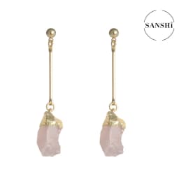 SANSHI Earrings Natural Crystal Drop Earrings, Crystal Strips, Black Tourmaline Rough, Vintage Earrings For Party Gift