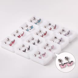 12 Pair/lot Cute Girls Stud Earrings 316L Stainless Steel For Women Love Heart Flower Piercing Stud Jewelry Party Gift Trendy