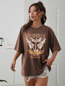 Woman Cotton T-Shirts Nashville Music City Tennessee Prints Tees Fashion Female Short Sleeve Clothes Comfortable Street Tops