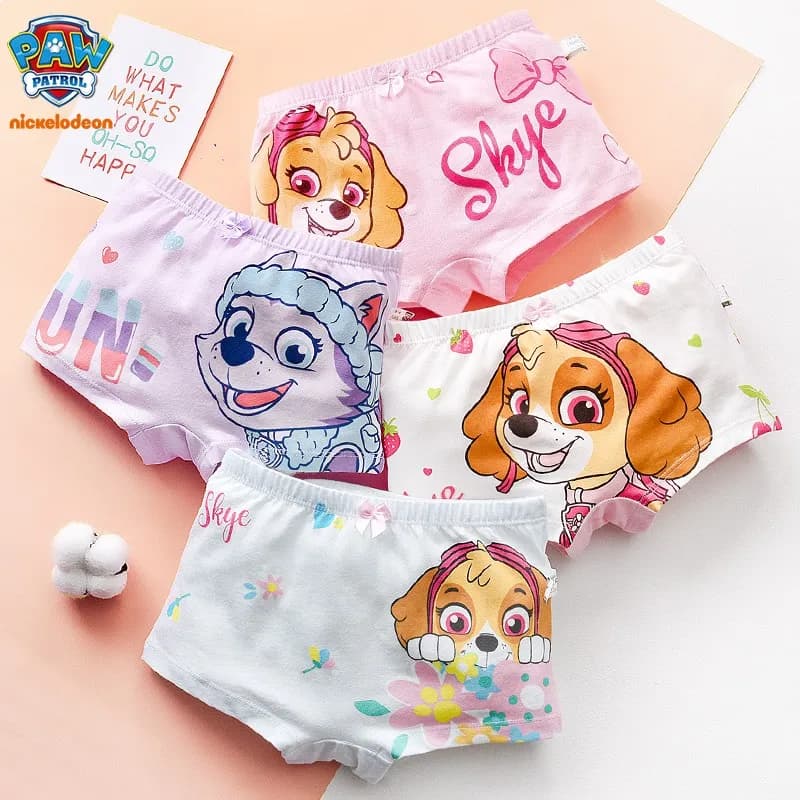 4pcs/set Genuine Paw Patrol Original Girls Undepants Skye Everest Cotton Underwear 2-4-6-8-year-old Kids Children Birthday Gift