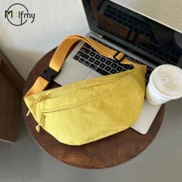 Women Waist Bag Corduroy Student Shoulder Handbag Crossbody Chest Breast Bag Fanny Pack Fashion Phone Female Bum Belt Purse 2025
