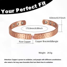 Vintage 99.9% Pure Copper Bracelets for Women Men Rose Color Cuff Bangles Charms Health Energy Gauss Magnets
