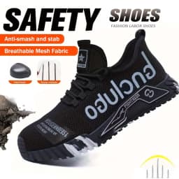 Lightweight Steel Toe Safety Shoes Men Anti-puncture Work Shoes Men Breathable Industrial Shoes Indestructible Work Safety Boots
