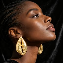 18K Gold Plated 3D Cowrie Shell Earring & Ring Set African Ethnic Statement Jewelry For Women Party Wedding Fashion Jewelry Gift