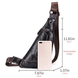 Head Layer Cowhide Chest Bag, Genuine Leather Men's Triangle Bag, Fashionable Retro Mini Bag, Single Shoulder Crossbody Bag
