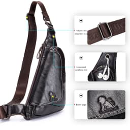 Head Layer Cowhide Chest Bag, Genuine Leather Men's Triangle Bag, Fashionable Retro Mini Bag, Single Shoulder Crossbody Bag