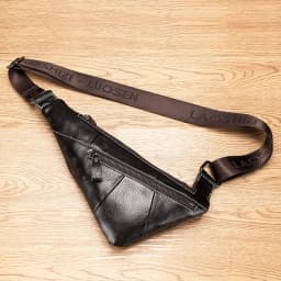 Head Layer Cowhide Chest Bag, Genuine Leather Men's Triangle Bag, Fashionable Retro Mini Bag, Single Shoulder Crossbody Bag