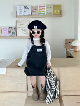 Childrenclothing Girls Denim Dress Spring 2024 New Fashion Casual Large Pocket Strap Casual Simple Solid Color Girls Dress