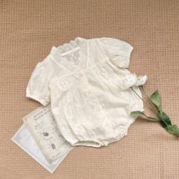 FLM Summer Baby Romper Short Sleeves Princess Lace Collar Solid Color Baby Bodysuit Thin 0-2 Years Old