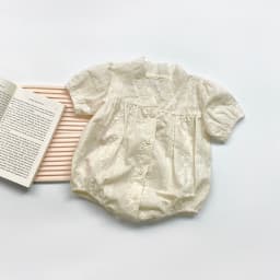FLM Summer Baby Romper Short Sleeves Princess Lace Collar Solid Color Baby Bodysuit Thin 0-2 Years Old