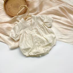 FLM Summer Baby Romper Short Sleeves Princess Lace Collar Solid Color Baby Bodysuit Thin 0-2 Years Old
