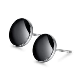Buyee 925 Sterling Silver Bead Stud Earring Light Black Acrylic Round Earring for Woman Man Fashion Punk Fine Jewelry Earring