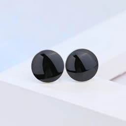 Buyee 925 Sterling Silver Bead Stud Earring Light Black Acrylic Round Earring for Woman Man Fashion Punk Fine Jewelry Earring
