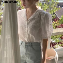 Shirts Women All-match V-Neck blouse shirts and tops Korean Style Womens Clothing Elegant Solid Color Leisure Chiffon blouses