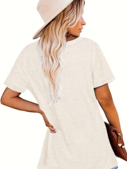 1231Bull & Letter Print Crew Neck T-Shirt, Casual Short Sleeve Top For Spring & Summer, Women's Clothing