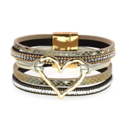 WELLMORE BOHO Leather Bracelet Heart Women Bracelets Magenet Charm Bracelet Fashion Jewelry