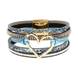 WELLMORE BOHO Leather Bracelet Heart Women Bracelets Magenet Charm Bracelet Fashion Jewelry