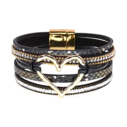 WELLMORE BOHO Leather Bracelet Heart Women Bracelets Magenet Charm Bracelet Fashion Jewelry