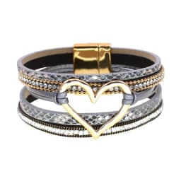 WELLMORE BOHO Leather Bracelet Heart Women Bracelets Magenet Charm Bracelet Fashion Jewelry
