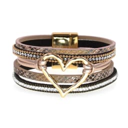 WELLMORE BOHO Leather Bracelet Heart Women Bracelets Magenet Charm Bracelet Fashion Jewelry