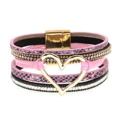 WELLMORE BOHO Leather Bracelet Heart Women Bracelets Magenet Charm Bracelet Fashion Jewelry
