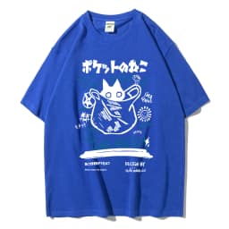 Men Women Cartoon T-Shirts 2024 Summer Harajuku Kawaii Cat Printed Short Sleeve Tees Couple Streetwear Loose Clothes Y2K Tops