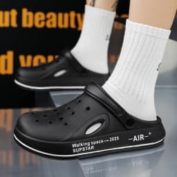 Classic Hole Shoes for Men Outdoor Beach Sandals Non slip Home Garden Shoes Baotou Fashion Casual Slippers Lightweight Mules
