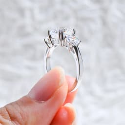 925 Sterling Silver Three Stone Engagement Wedding Ring Luxury Cushion Cut 3.5CTW. Moissanite Promise Band for Women Jewelry