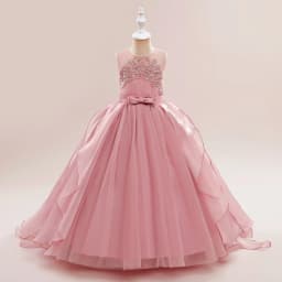 Teens Girls Sequins Princess Party Dresses White Bridesmaid Flower Kids Dresses For Girl Wedding Prom Gown Pink Birthday Vestido