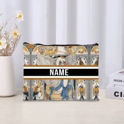 Trendy Women Makeup Bag Retro Custom Name Cosmetic Case Portable Small Make Up Bags Organizer Travel Toilet Storage Cloth Clutch