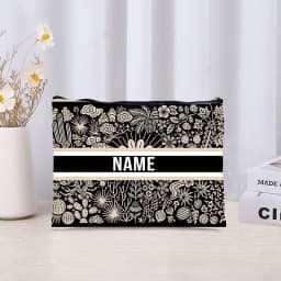 Trendy Women Makeup Bag Retro Custom Name Cosmetic Case Portable Small Make Up Bags Organizer Travel Toilet Storage Cloth Clutch