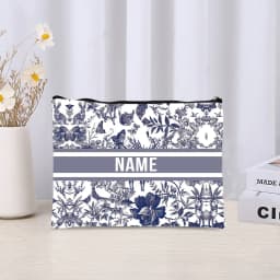 Trendy Women Makeup Bag Retro Custom Name Cosmetic Case Portable Small Make Up Bags Organizer Travel Toilet Storage Cloth Clutch