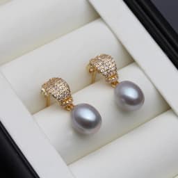Natural Freshwater Pearl Drop Earrings,Real Pearl Elegant Earrings Gold Plated White Pearl Earrings Fine Jewelry Birthday Gifts