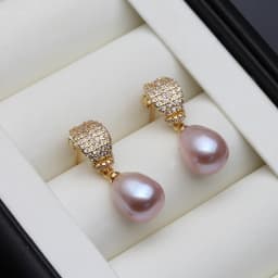Natural Freshwater Pearl Drop Earrings,Real Pearl Elegant Earrings Gold Plated White Pearl Earrings Fine Jewelry Birthday Gifts