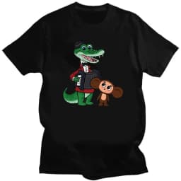 Funny Cartoon Crocodile T Shirt Cool Men's Tshirt O Neck Casual Unisex Streetwear Black White Fashion Tee Camisetas Ropa Hombre