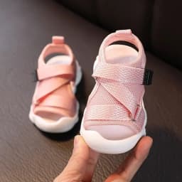 Breathable Summer Sport Shoes Boys Girls Baby Step Learning Shoes Low Cut Beach Slippers Summer Casual Style Mesh Material